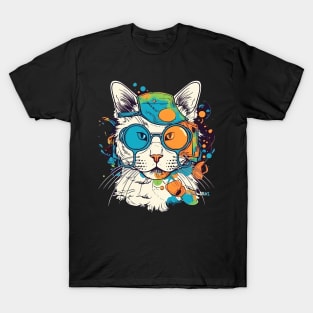 Retrofuturistic Lab Cat is Excited to See You Again  ( ⓛ ω ⓛ *) T-Shirt